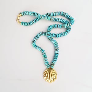 Gold Shell & Turquoise Necklace