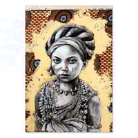 Image 1 of Original Painting - "Kpadonou aux colliers de cauris" - Bénin - 50x73 cm