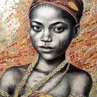 Image 2 of Original Painting - "Kpadonou à la cérémonie vaudoue" - 73x100 cm