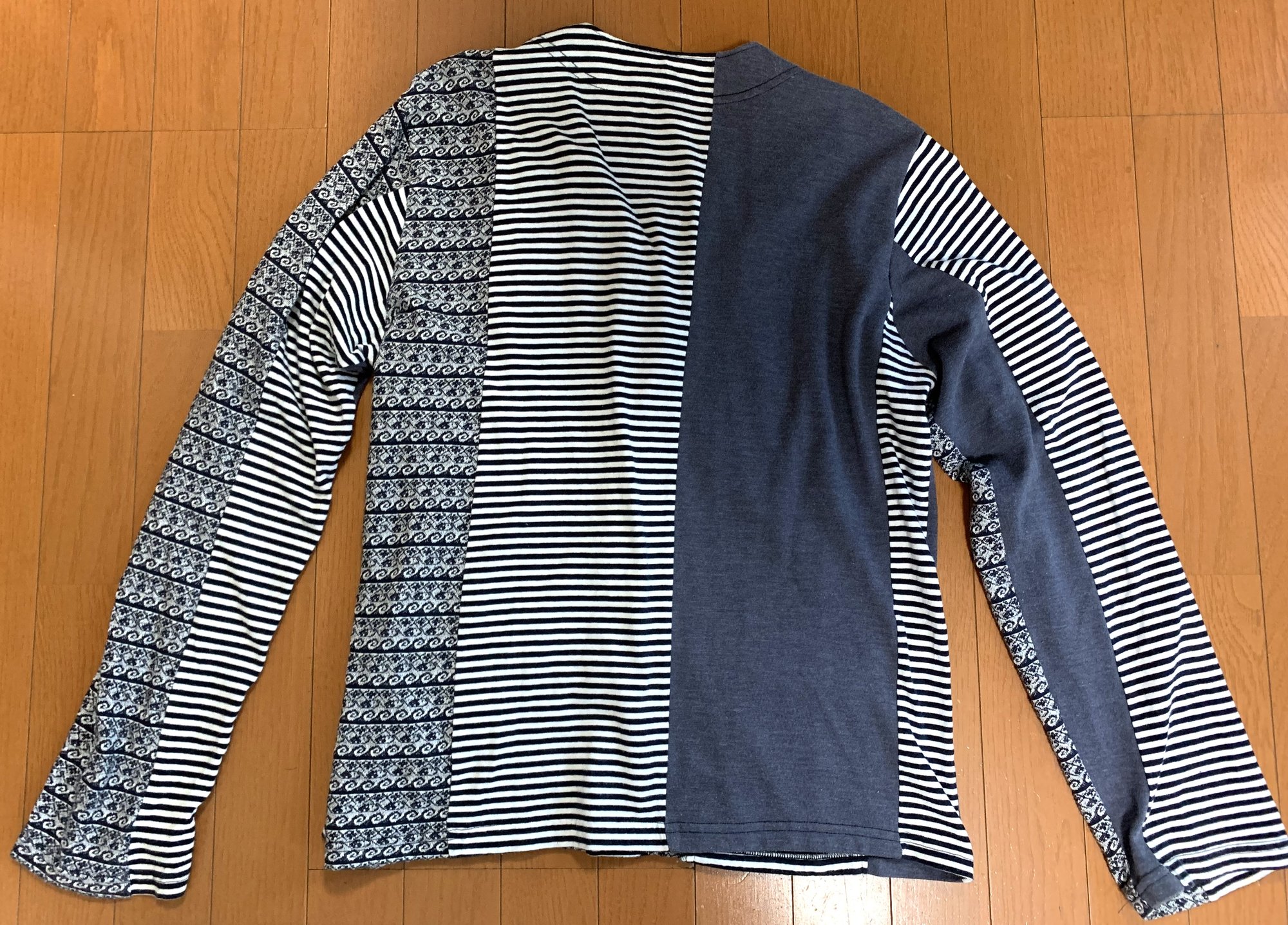 Engineered Garments nepenthes patchwork cardigan, made in USA 