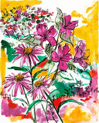 Azaleas & Coneflowers - Print