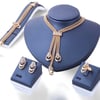 Crystal Zircon Chain Necklace Bracelet Earring Ring Set