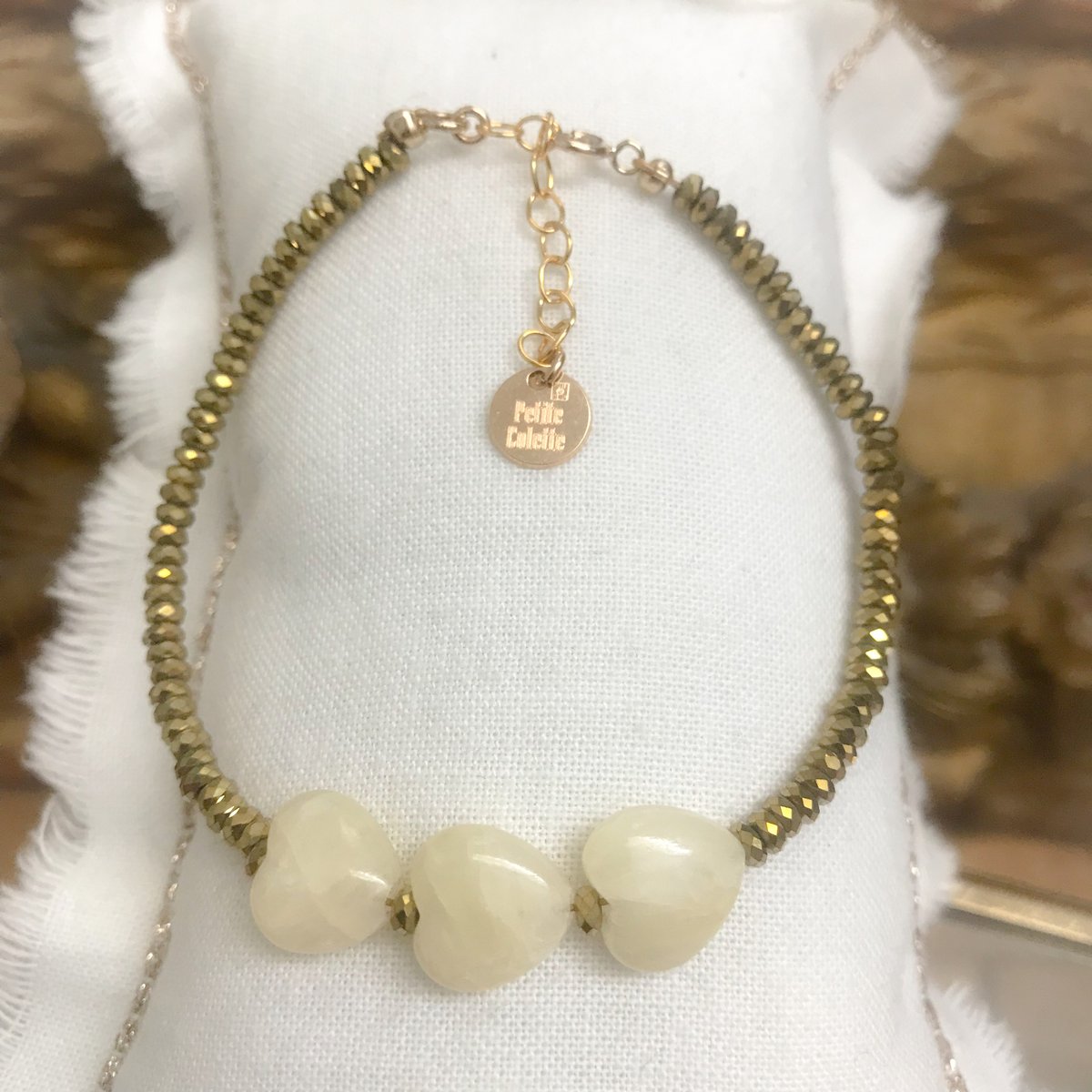 Kanikan - bracelet mini coeur jade blanc bijou artisanal