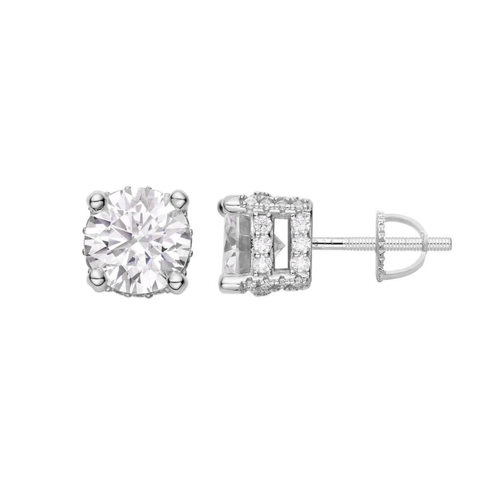  3D Iced Prong Solitaire Stud Earrings Solid 925 Sterling Silver 8mm, 
