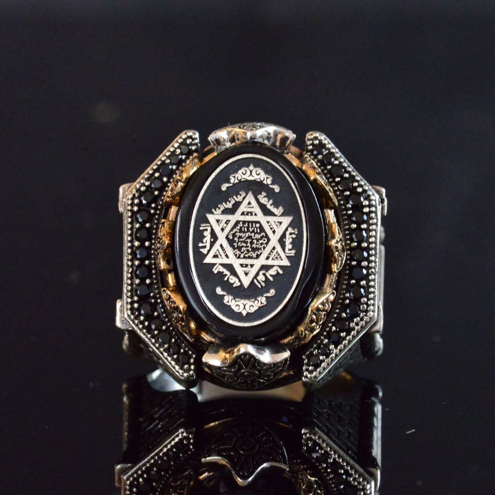 Seal of Solomon Men's Ring, Kabbalah Ring, Magical.