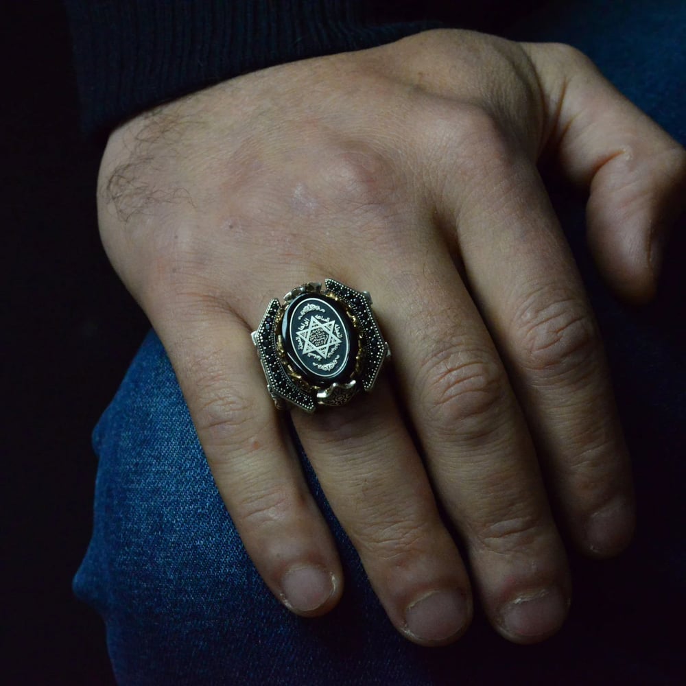 Seal of Solomon Men's Ring, Kabbalah Ring, Magical.