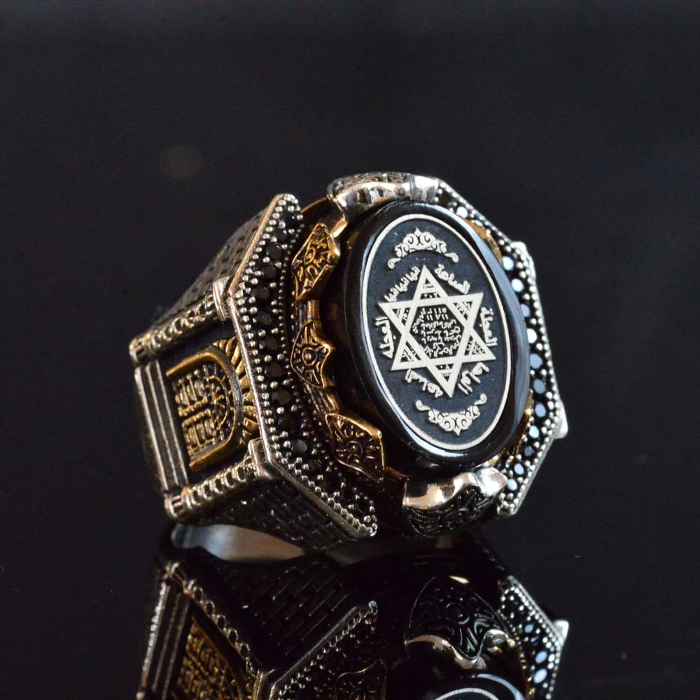 Seal of Solomon Men's Ring, Kabbalah Ring, Magical.