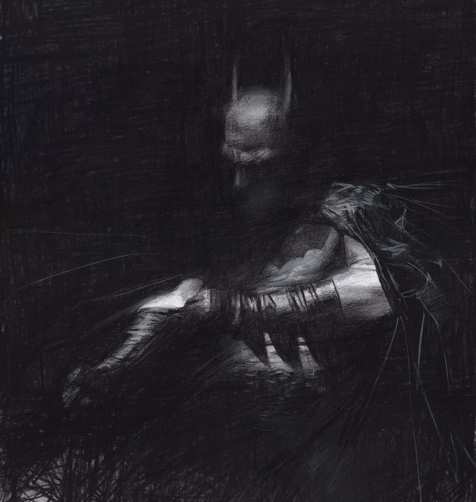 Image of Batman in charcoal prints 