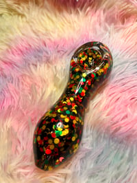 Image 1 of Rasta Freezable Glitter Glass Pipe