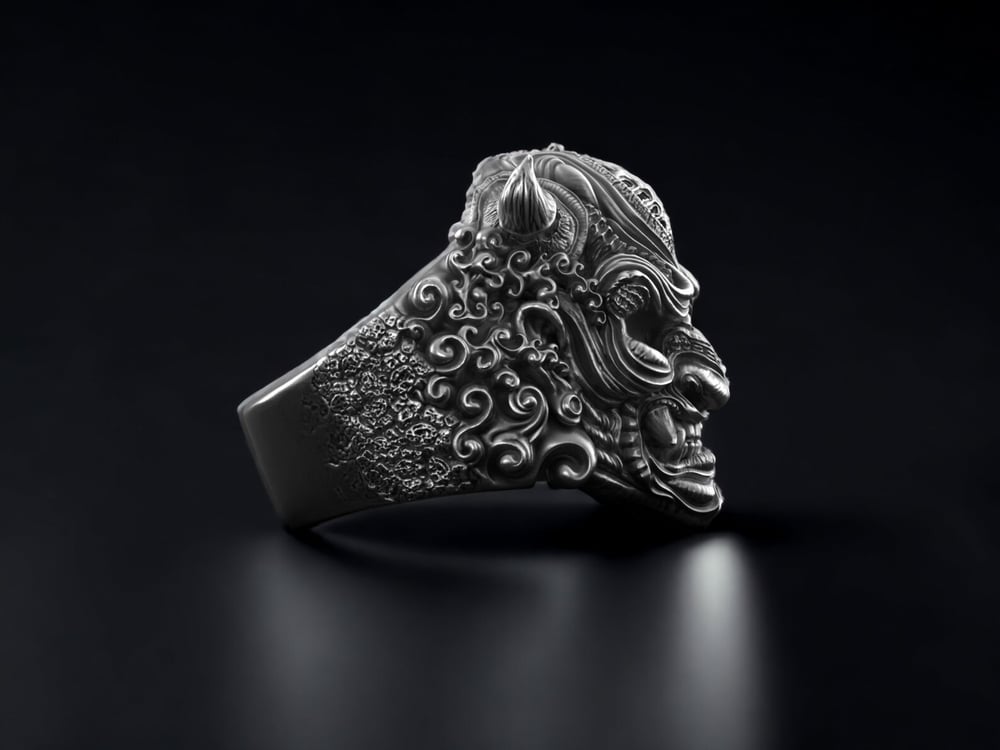 apanese Demon Mask Ring, Hannya Mask Ring, Devil Signet Ring.