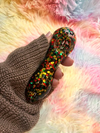 Image 3 of Rasta Freezable Glitter Glass Pipe