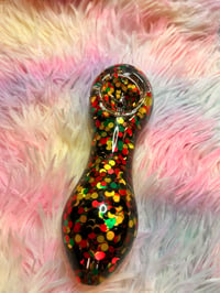 Image 4 of Rasta Freezable Glitter Glass Pipe