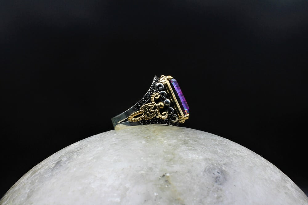 Mystic Topaz Gemstone Handmade Vintage Silver Ring