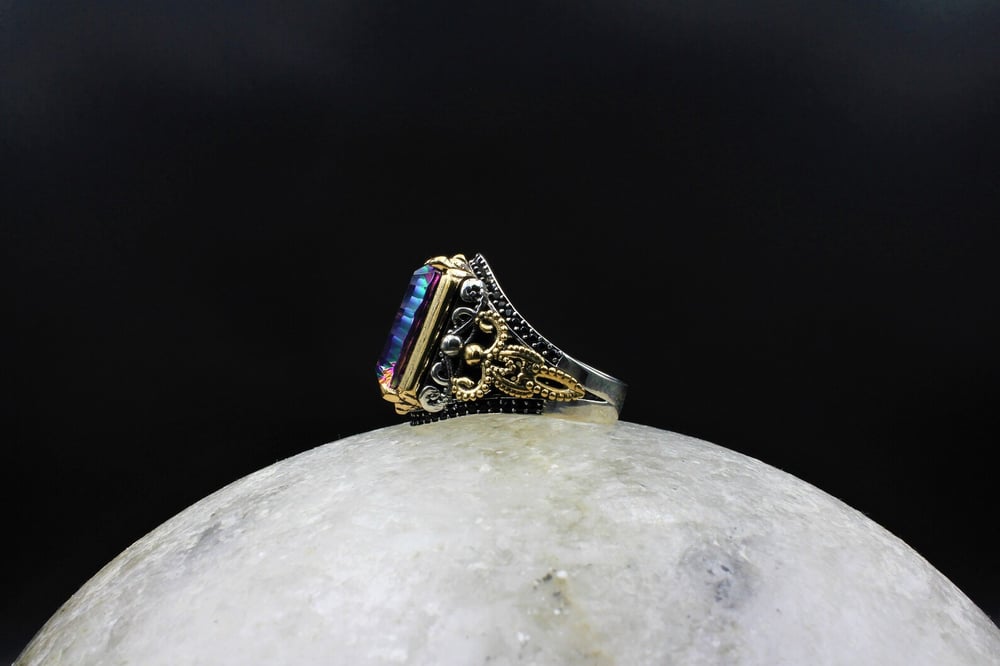 Mystic Topaz Gemstone Handmade Vintage Silver Ring