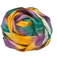 Image 1 of 10YD.  MASQUERADE HAND DYED SARI SILK RIBBON BY COLOR KISSED SILK