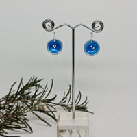 Silver Enamel Earrings - Blue Enamel Pools (SJ003)
