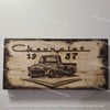 1957 Chevy Truck & Logo 1Inch Thick 15.5x7.5 Inches Wood Burned FREE SHIPPING
