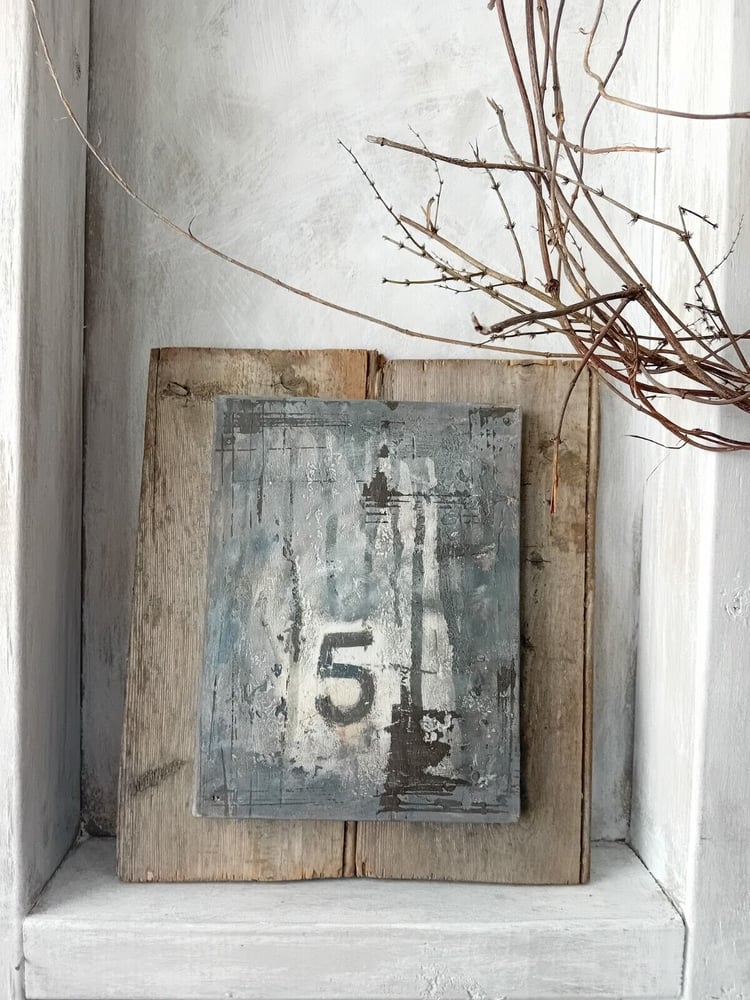 Image of Distressed Plaster Polished Painted Canvas Antique Barn Timber No.5 
