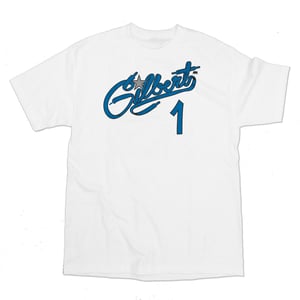 Image of GILBERT ARENAS IS THE SNEAKER CHAMP TEE | white/royal