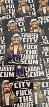 Pack of 25 10x5cm Swansea City Anti Cardiff Football/Ultras Stickers.