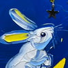 “Bunny’s Wish Upon the Moon” 11”x14” oil on canvas ready to ship TODAY! 