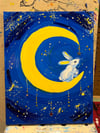 “Bunny’s Wish Upon the Moon” 11”x14” oil on canvas ready to ship TODAY! 