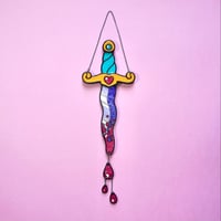 Image 1 of Bloody Dagger  - Old School Dagger - Wooden Wallhanging