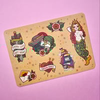 Image 1 of Old School Flash Tattoo - Queer Pirates - A6 Recycled Paper Sticker Sheet
