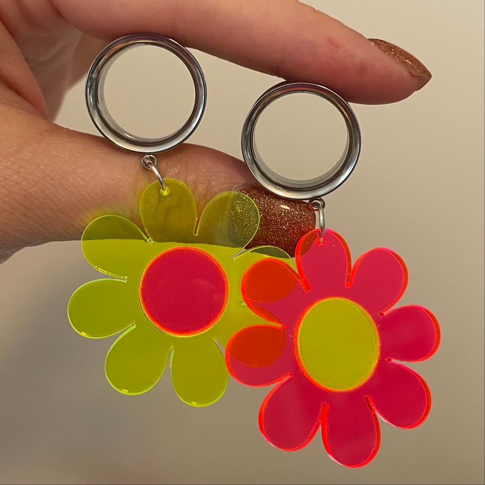 Image of Funky Flower Tunnel Dangles (sizes 2g-2")