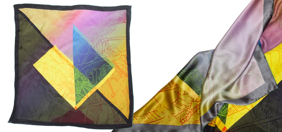 Image of Botanical Banana Plant – Silk Scarf/Silk Wool