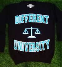 Image 1 of "DIFFERENT UNIVERSITY" SWEATSHIRT....Black/Blue/White