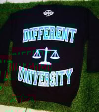 Image 2 of "DIFFERENT UNIVERSITY" SWEATSHIRT....Black/Blue/White