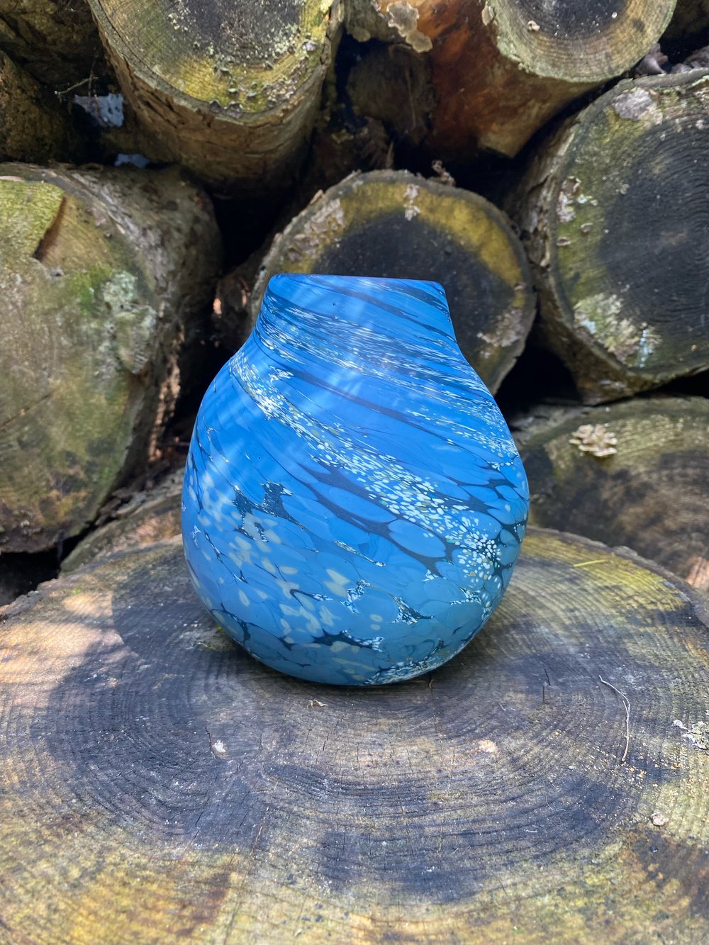 Image of  Matte True Blue Blown Glass Vessel