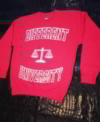 Image 2 of "DIFFERENT UNIVERSITY" SWEATSHIRT.....Red/White