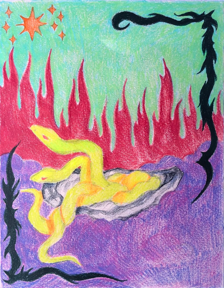 "Two Headed" Colored Pencil Drawing