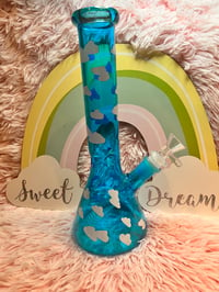 Image 2 of  Blue Sky Cloud Thick Glass Bong 