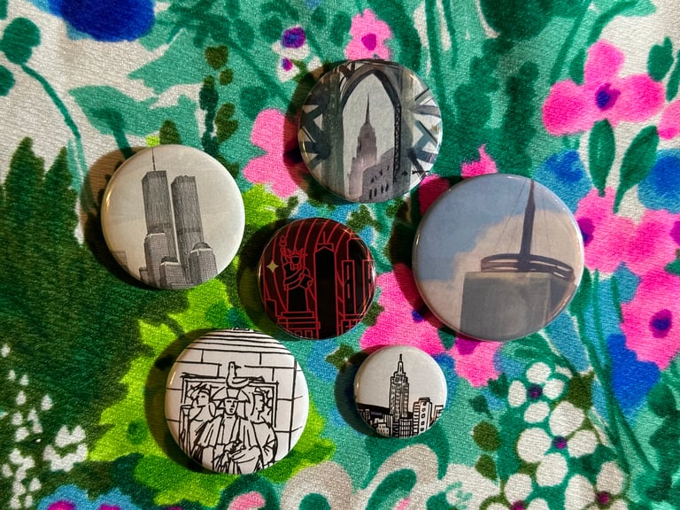 New York City Pinback Buttons Lot of 6 (Set E)