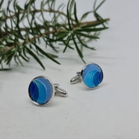 Image 1 of Cufflinks - Blue and Silver for Him (FH002)