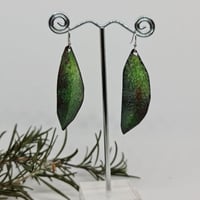 Image 2 of Enamel Earrings - Gum Leaves Green Small (EJ031)