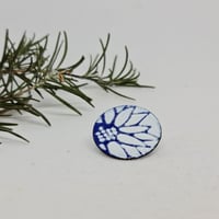 Image 1 of Enamel Brooch - Floral Blue and White (EJ029)