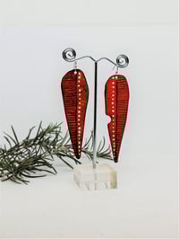 Image 1 of Enamel Drop Earrings - Gum Leaves Orange (EJ028)