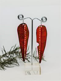 Image 2 of Enamel Drop Earrings - Gum Leaves Orange (EJ028)