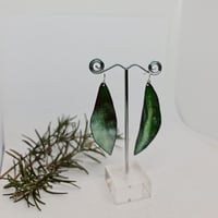 Image 3 of Enamel Drop Earrings - Gum Leaves Green (EJ026)
