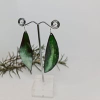 Image 1 of Enamel Drop Earrings - Gum Leaves Green (EJ026)
