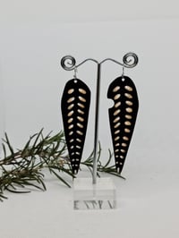 Image 2 of Enamel Drop Earrings - Gum Leaves Black (EJ025)