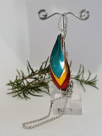 Image 1 of Enamel Pendant Necklace - Leaves Multi Colour (EJ022)
