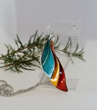 Image 3 of Enamel Pendant Necklace - Leaves Multi Colour (EJ022)