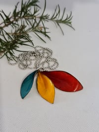 Image 4 of Enamel Pendant Necklace - Leaves Multi Colour (EJ022)