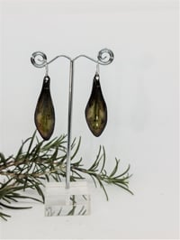 Image 1 of Enamel Drop Earrings - Leaves Olive Small (EJ018)