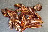 Image 4 of Enamel Drop Earrings - Leaves Blue Medium Transparent Water Blue Enamel on Raw Copper (EJ017)
